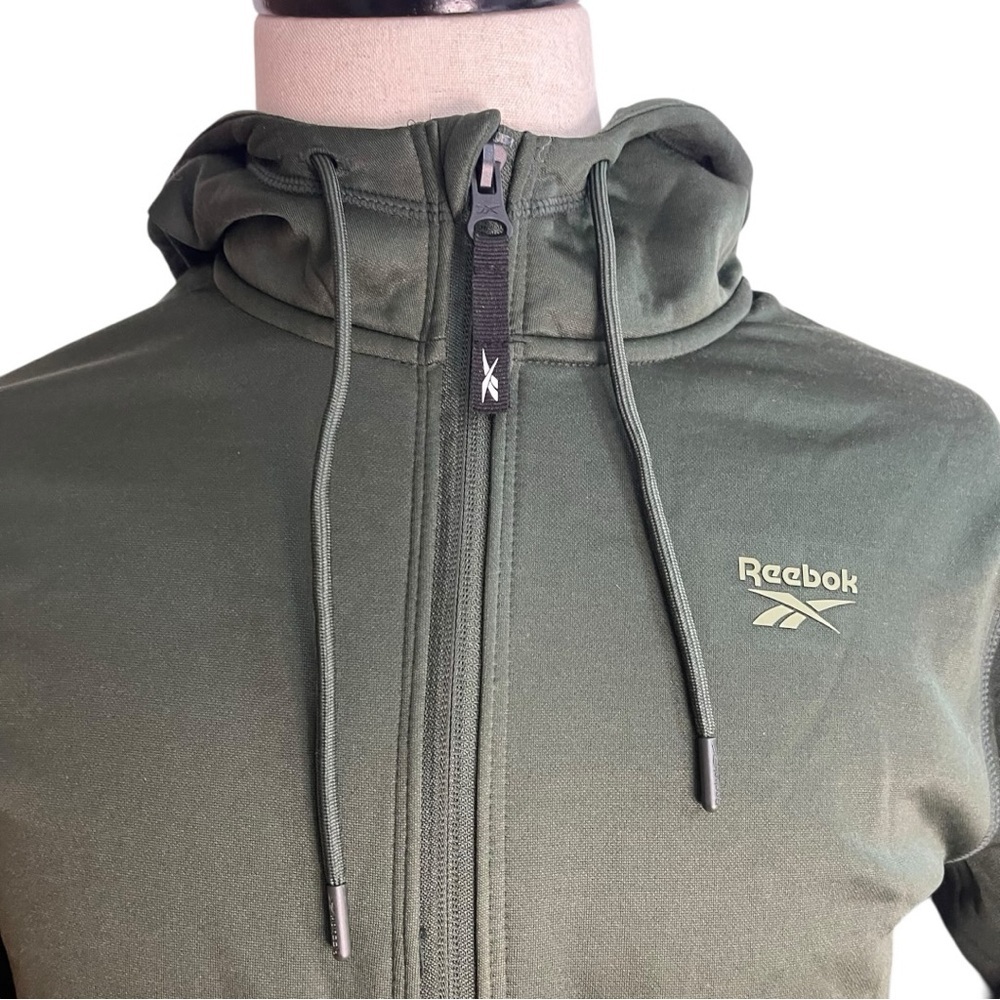 Reebok Full Zip Hoodie Sweatshirt Green - Picture 2 of 8